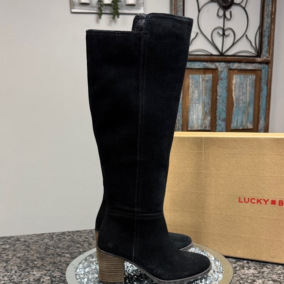 Lucky Brand Bonnay Black Suede tall Knee-High Boots NWT 5 - Picture 5 of 16